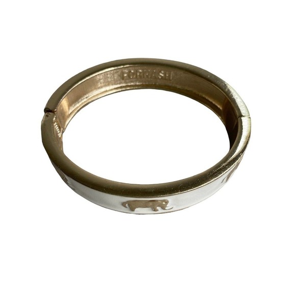 FORNASH Elephant Hinge Bangle Bracelet Gold & Cream Enamel 7.25" - Picture 7 of 8